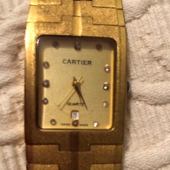 Men’s luxury VTG Cartier argent Swiss rare Gold finish diamonds Watch - Picture 4 of 8